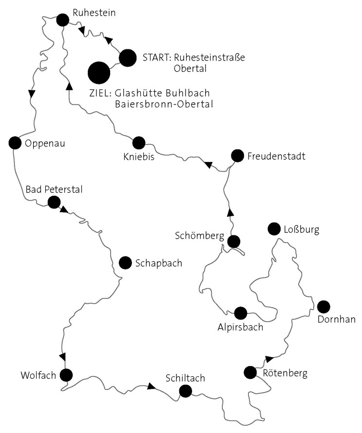 Streckenplan der Baiersbronn Classic für Samstag.